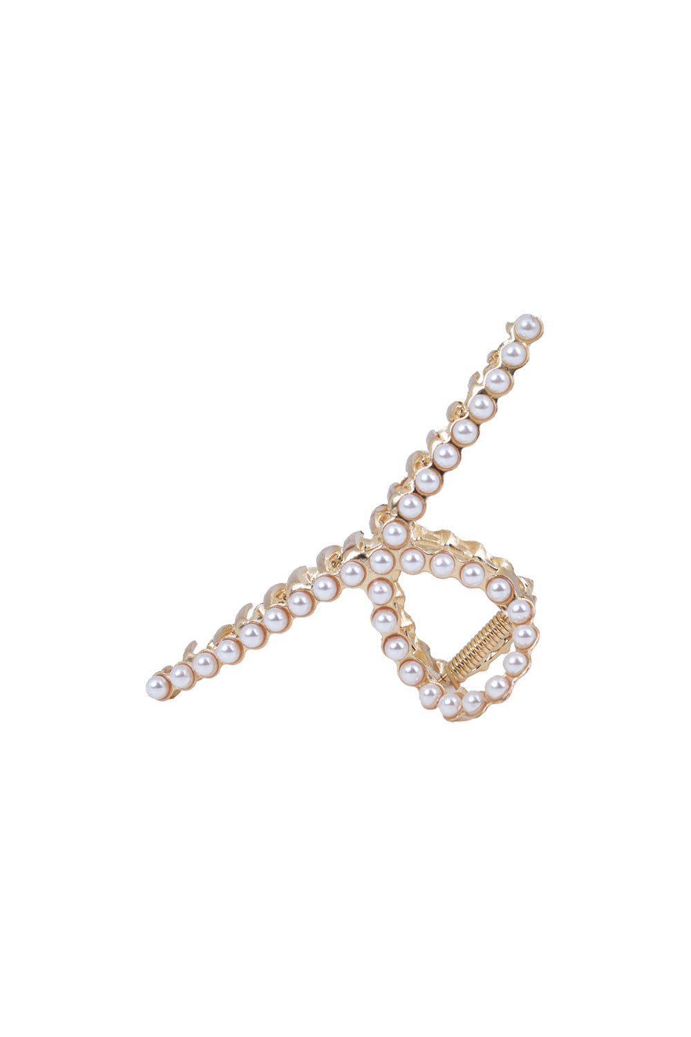 Load image into Gallery viewer, Gold Pearl Embellished Bow Hair Claw Clip
