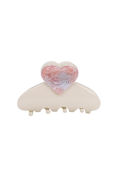 Heart Accent Matte Hair Claw Clip Cream