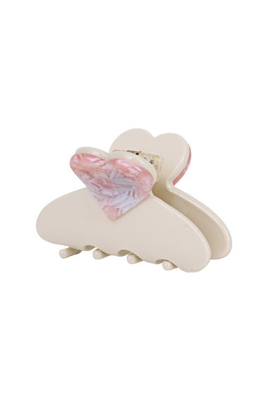 Heart Accent Matte Hair Claw Clip Cream