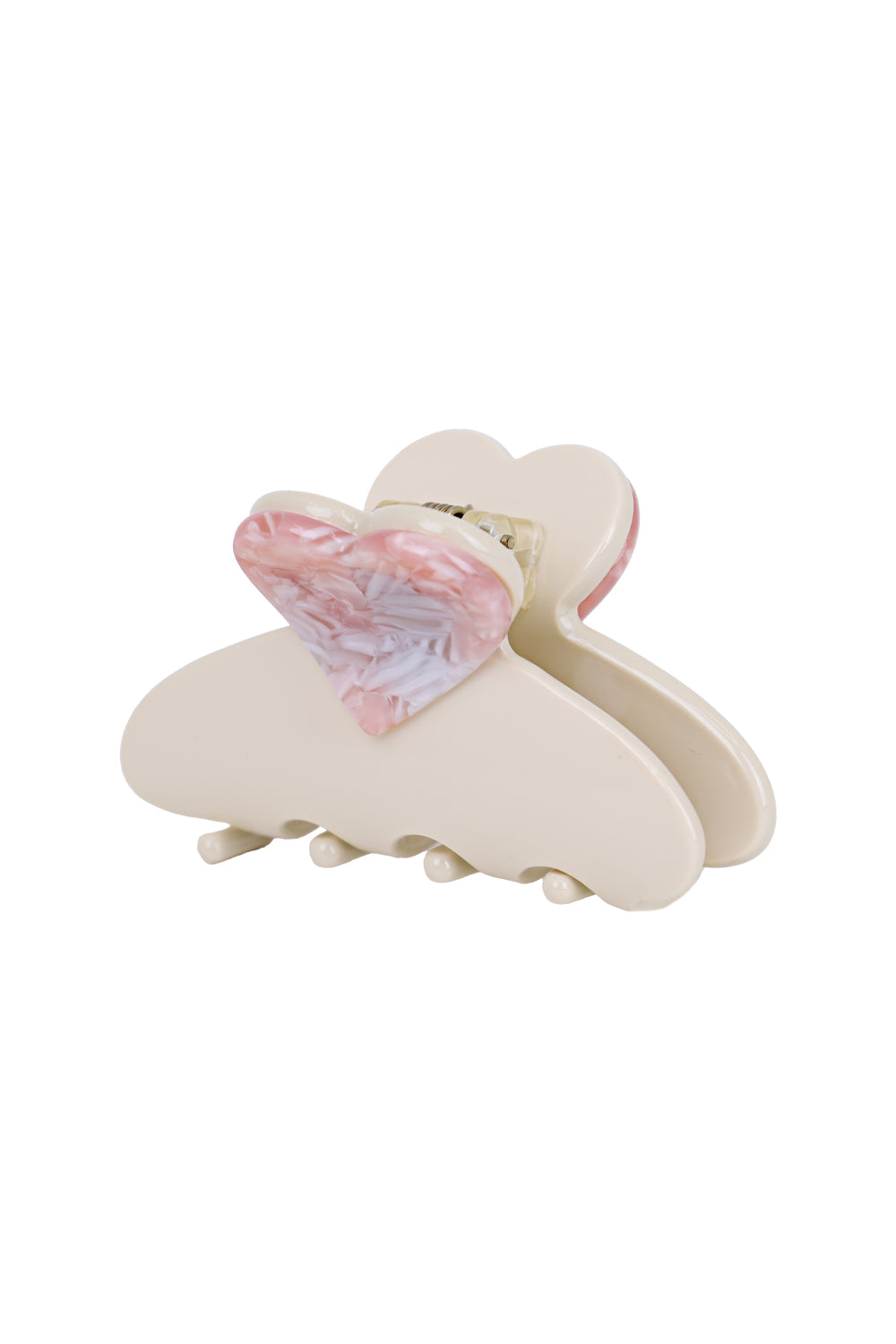 Load image into Gallery viewer, Heart Accent Matte Hair Claw Clip Cream
