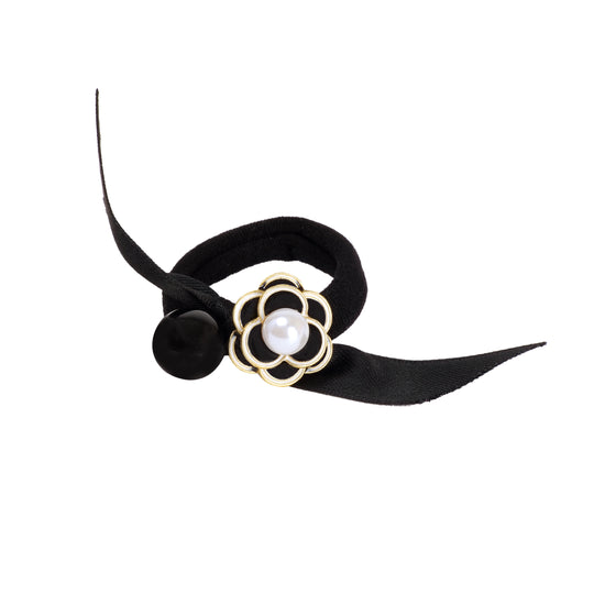 Korean Fashion Elastic Black Hair Tie- Black Pearl