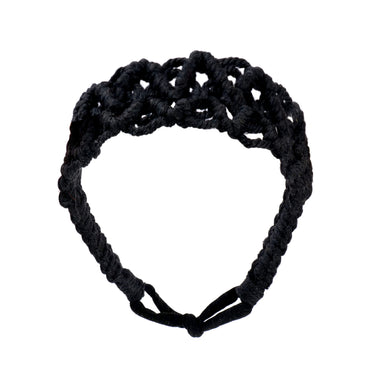 Macrame Bohemian Hand Woven Cotton Headband Black - Hair Accesories