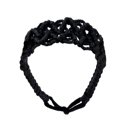 Macrame Bohemian Hand Woven Cotton Headband Black