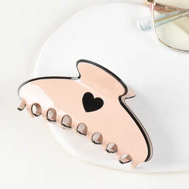 Pastel Heart Hair Claw Clips Beige