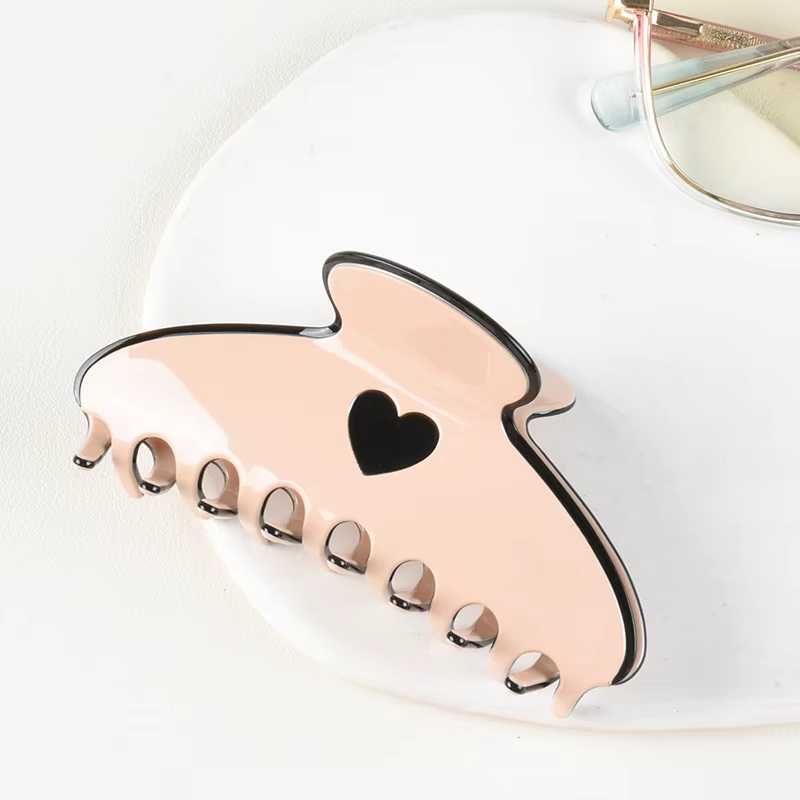Load image into Gallery viewer, Pastel Heart Hair Claw Clips Beige
