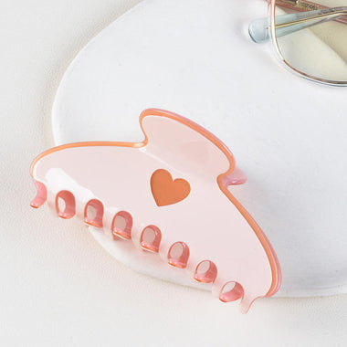 Pastel Heart Hair Claw Clips Pink
