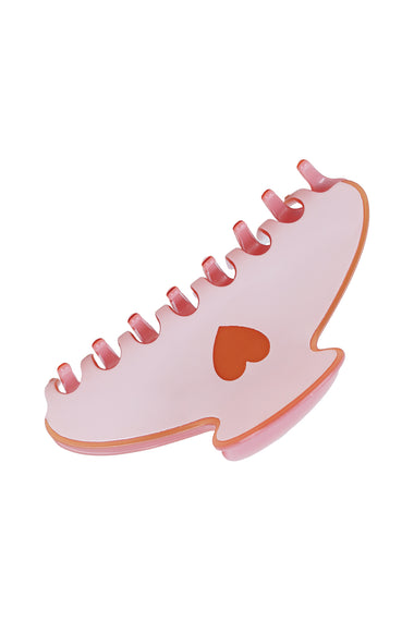 Pastel Heart Hair Claw Clips Pink