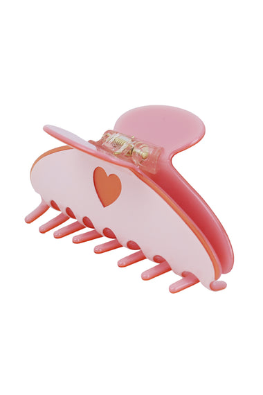 Pastel Heart Hair Claw Clips Pink