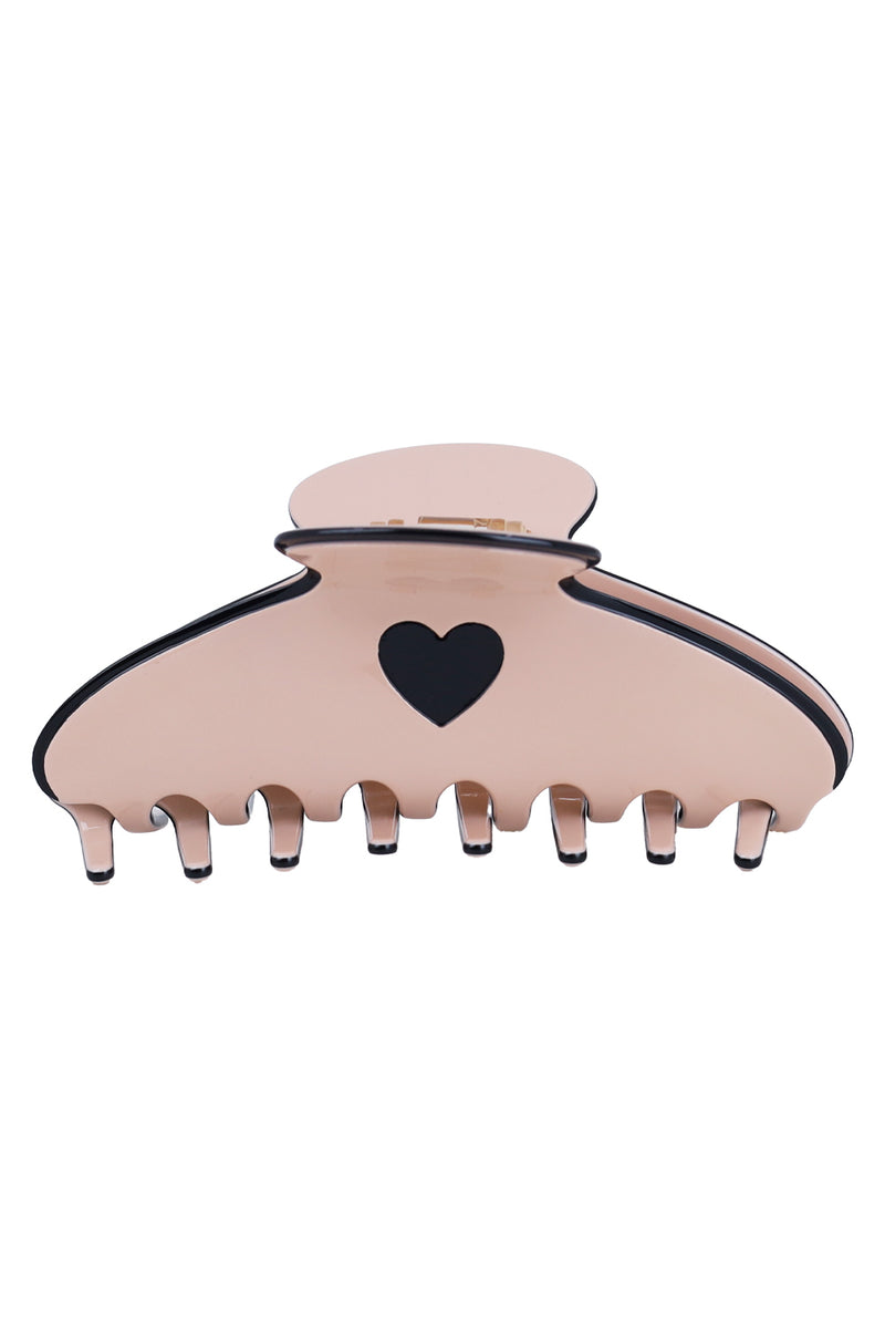 Pastel Heart Hair Claw Clips Beige