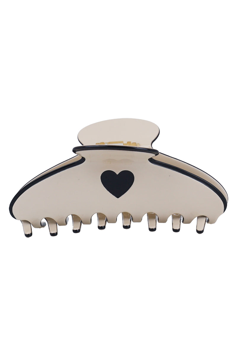 Pastel Heart Hair Claw Clips Cream