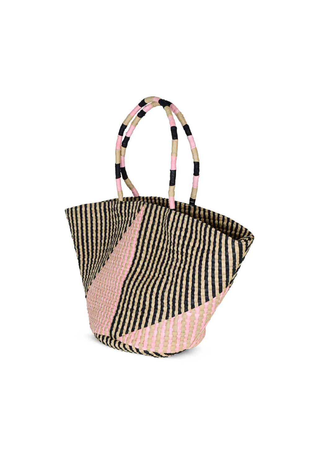 Raffia Tote Beach Bag Pink/Brown