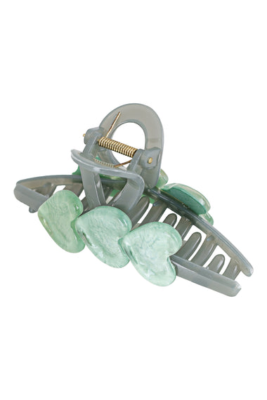 Resin Hair Claw Clip 3 Green Heart