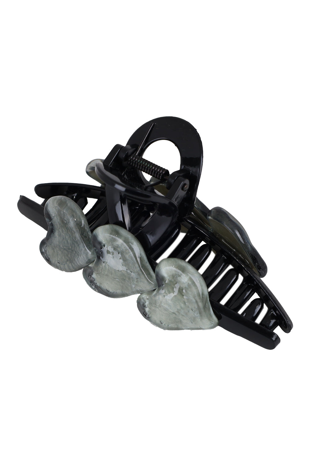 Resin Hair Claw Clip 3 Grey Heart