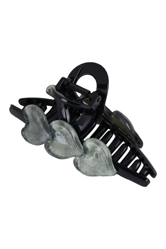 Resin Hair Claw Clip 3 Grey Heart