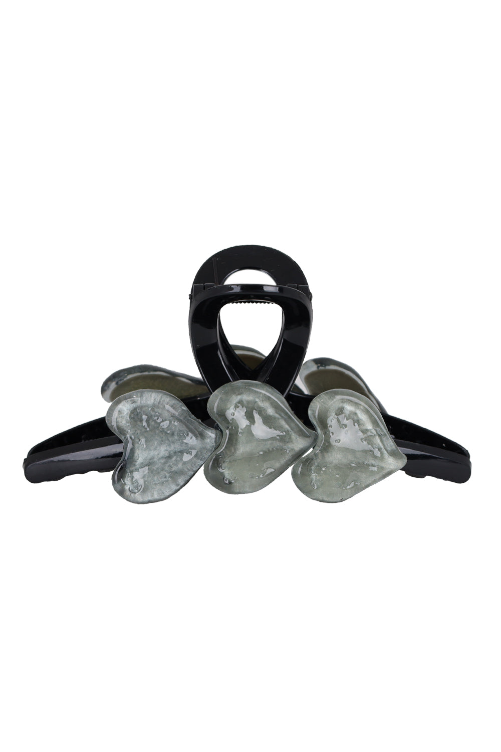 Resin Hair Claw Clip 3 Grey Heart