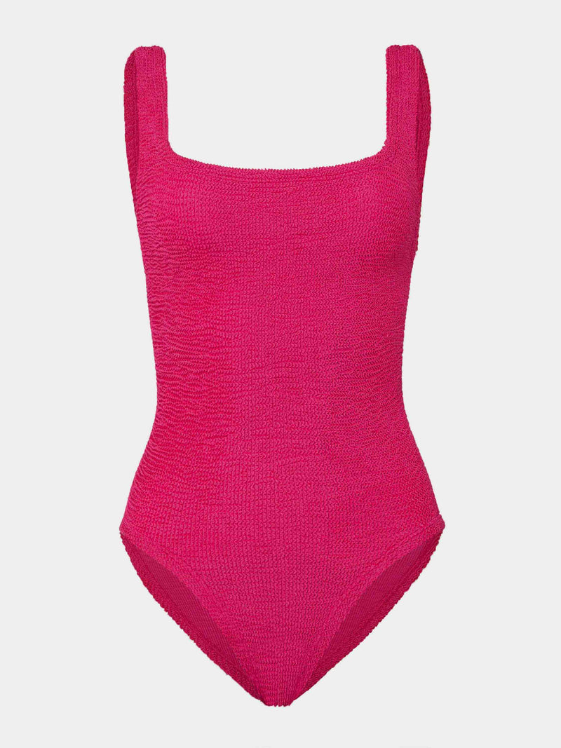 Coverage Square Neck Swim Metallic Raspberry