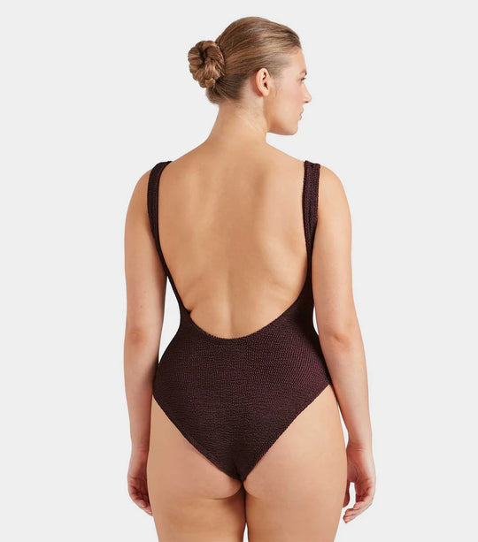 Classic Square Neck Swim Metallic Chocolate