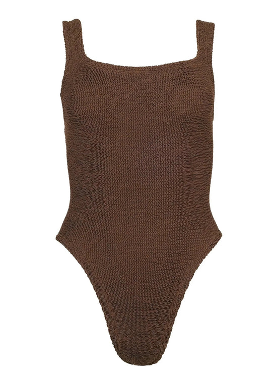 Classic Square Neck Swim Metallic Chocolate