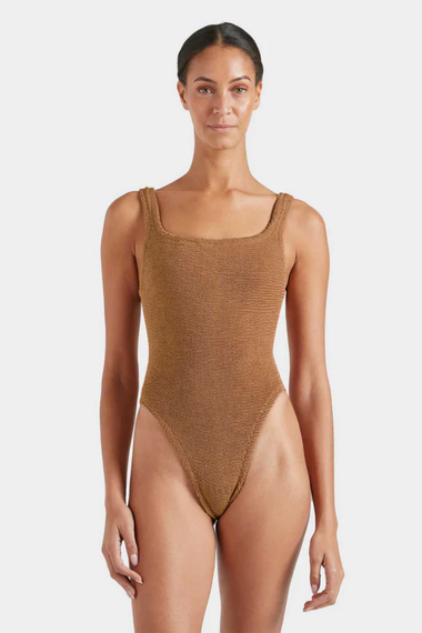 Classic Square Neck Swim Metallic Cocoa