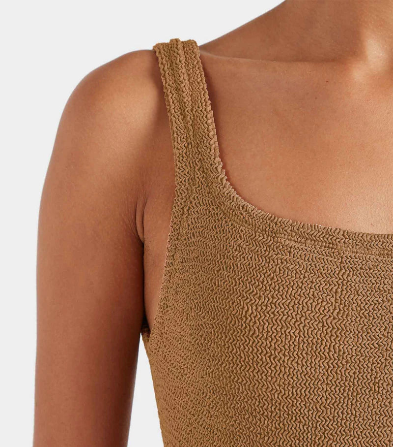 Load image into Gallery viewer, Classic Square Neck Swim Metallic Cocoa
