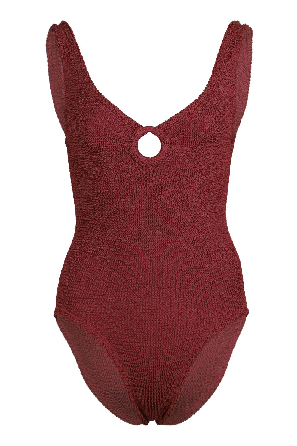 Load image into Gallery viewer, Coverage Celine Swim with Fabric Covered Hoops Metallic Rosewood
