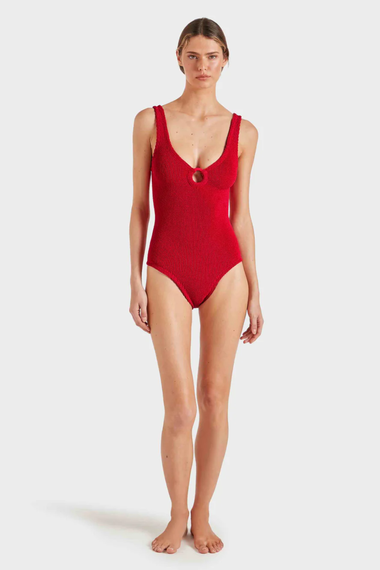 Coverage Celine Swim with Fabric Covered Hoops Red
