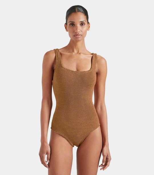 Coverage Square Neck Swim Metallic Cocoa