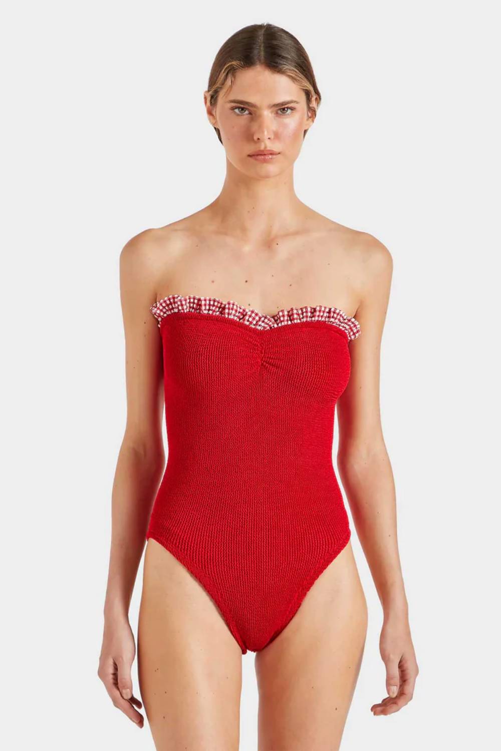 Load image into Gallery viewer, Dolly Swim Red Gingham
