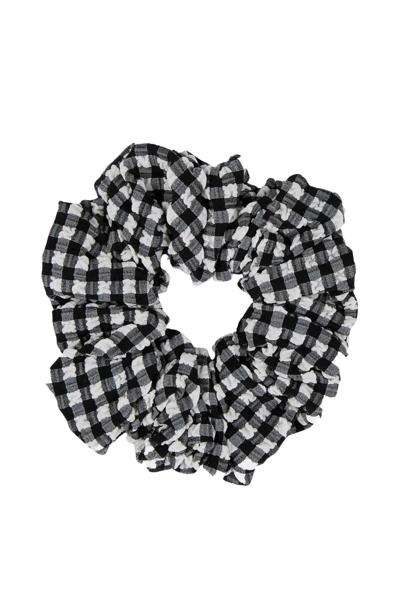 Hair Scrunchie Black Gingham