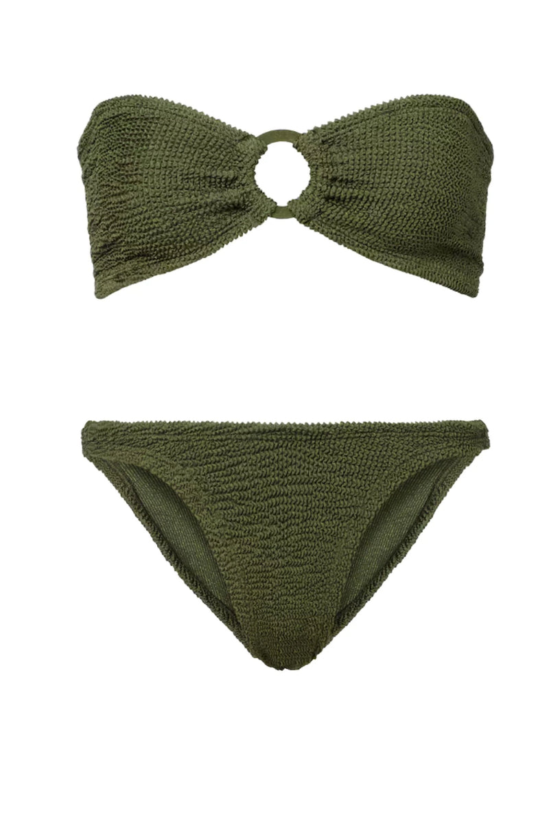Gloria Bikini With Fabric Covered Hoops Metallic Khaki