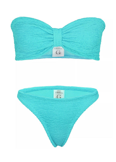 Jean Bikini Metallic Crinkle Aqua