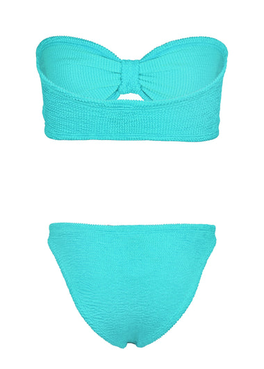 Jean Bikini Metallic Crinkle Aqua