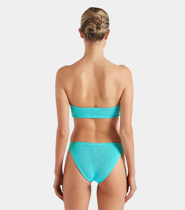 Jean Bikini Metallic Crinkle Aqua