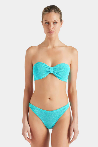 Jean Bikini Metallic Crinkle Aqua