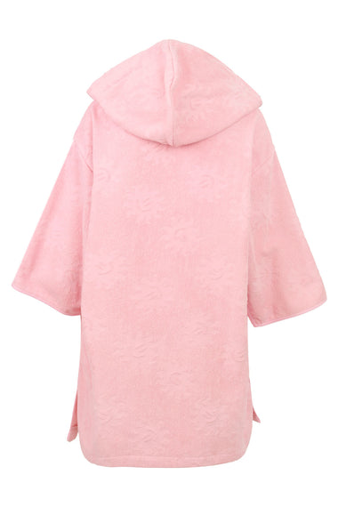 Kids Sunny Pink Towelling Hooded Poncho