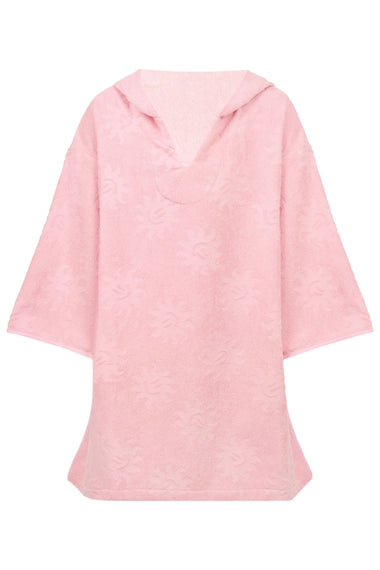 Kids Sunny Pink Towelling Hooded Poncho