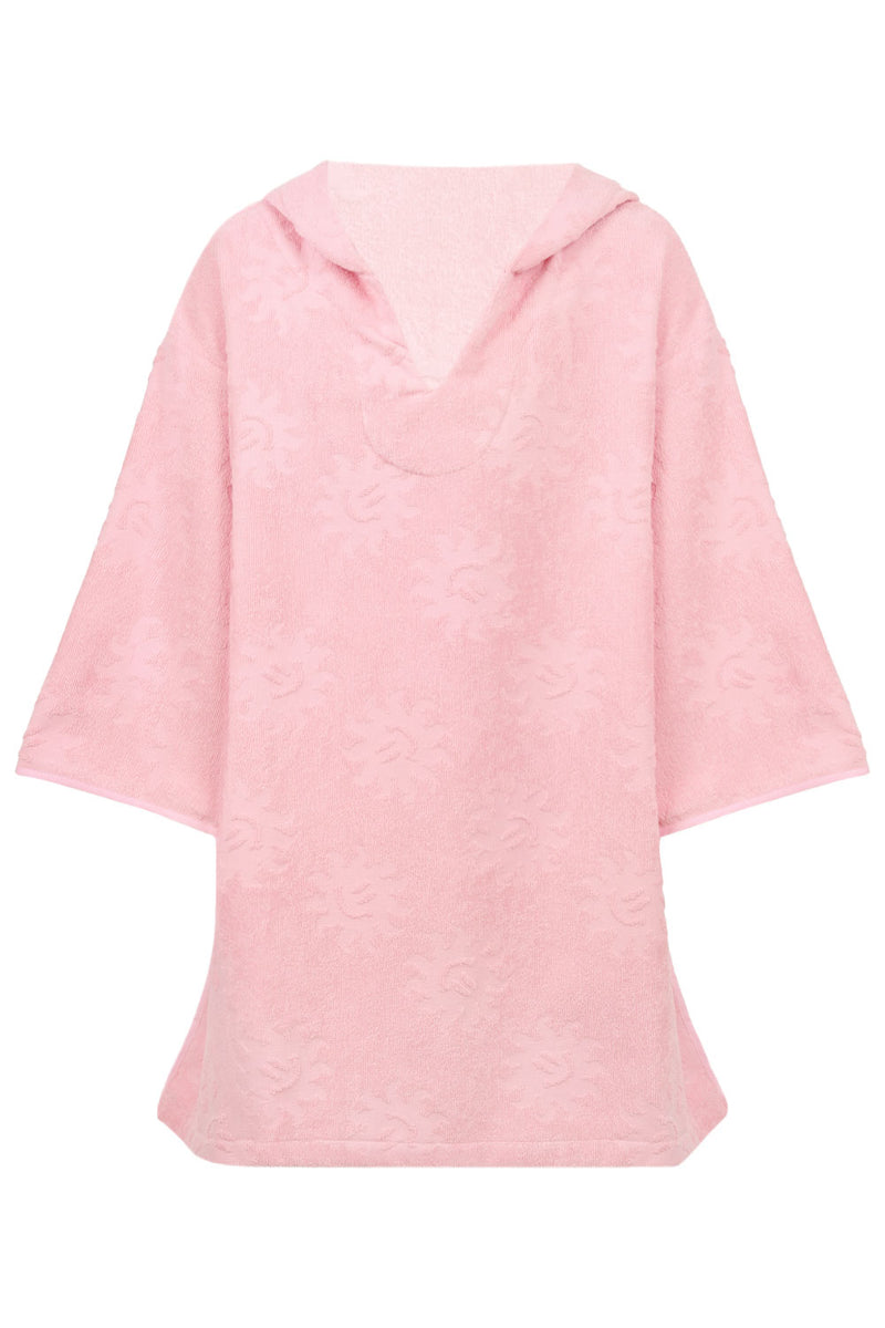 Kids Sunny Pink Towelling Hooded Poncho