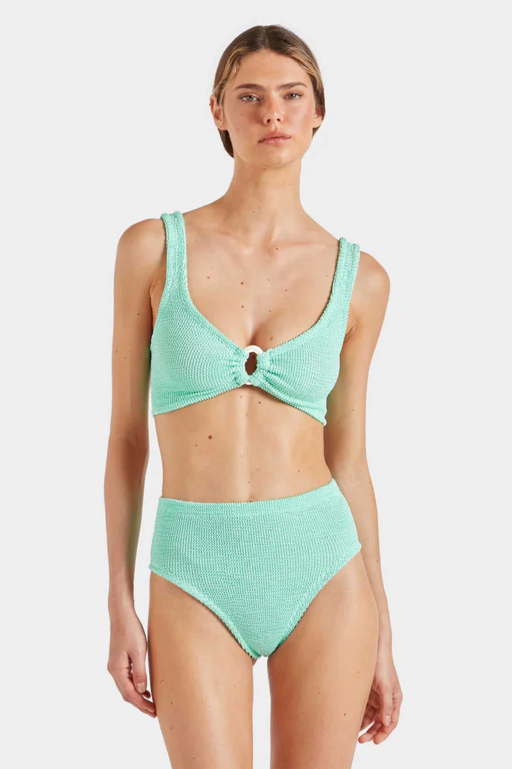 Load image into Gallery viewer, Nadine Bikini with Pearly Hoop Metallic Mint
