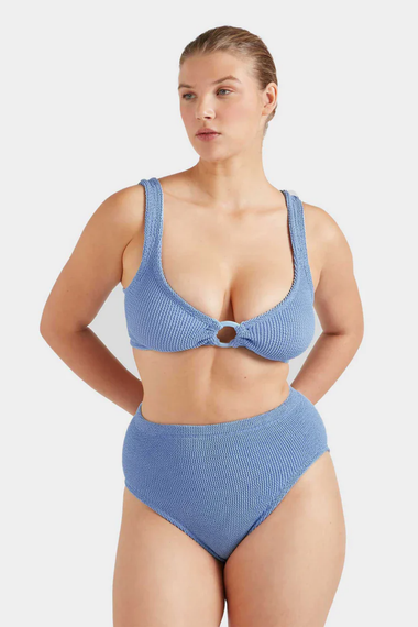 Nadine Bikini Fabric Covered Hoops Cornflower