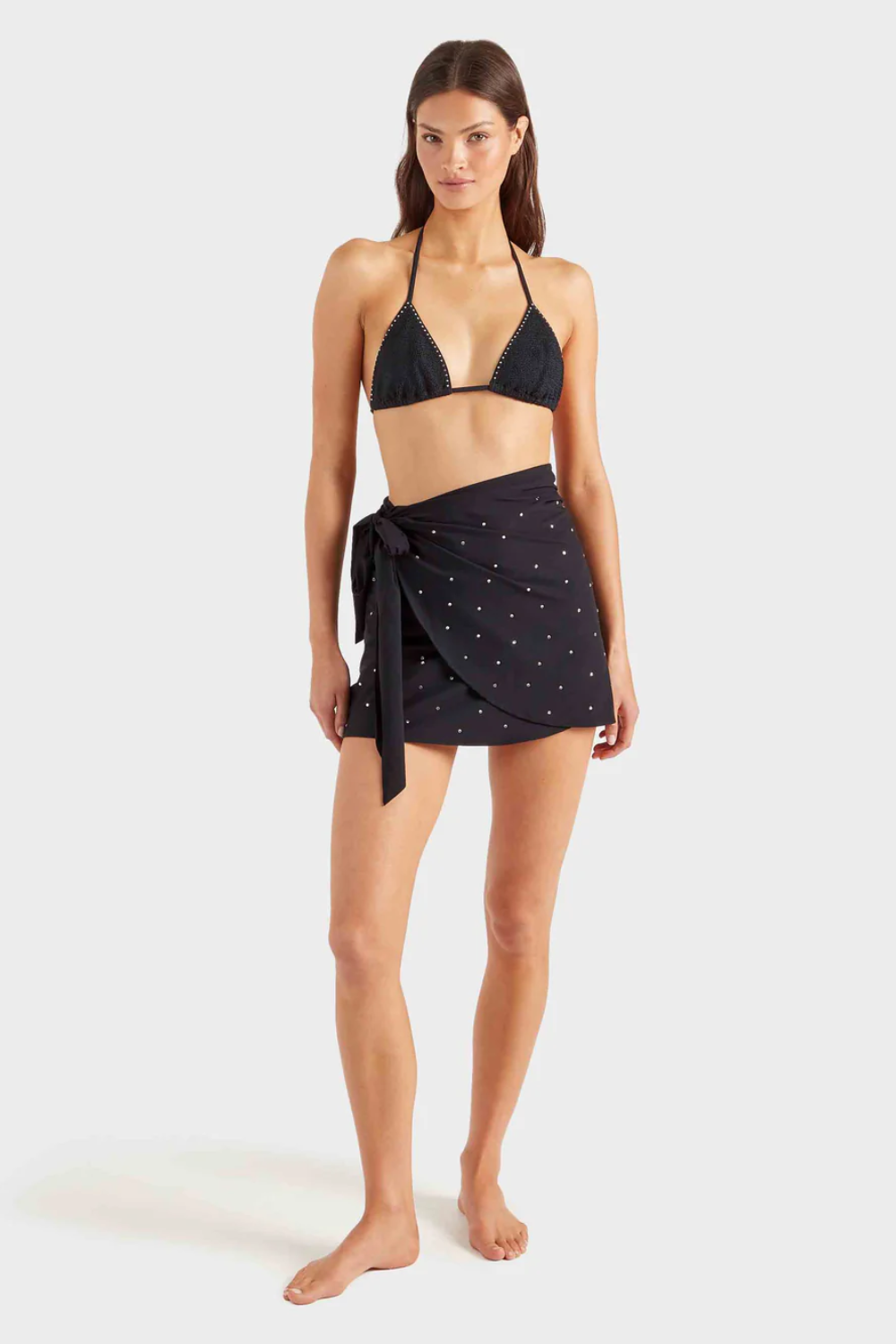 Load image into Gallery viewer, Short Swarovski Sarong Black
