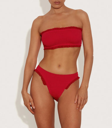 Tracey Frill Bikini Red - ONE SIZE - Bikini