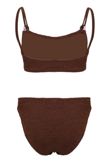 Cassie Beaded Bikini Metallic Chocolate