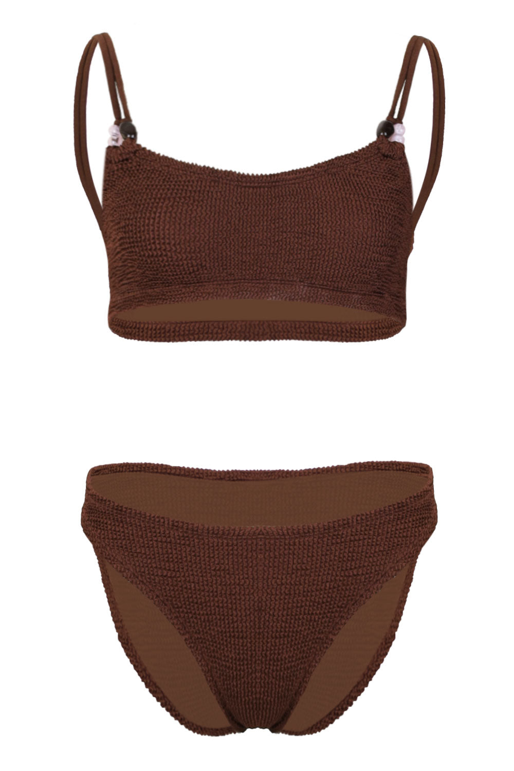 Load image into Gallery viewer, Cassie Beaded Bikini Metallic Chocolate
