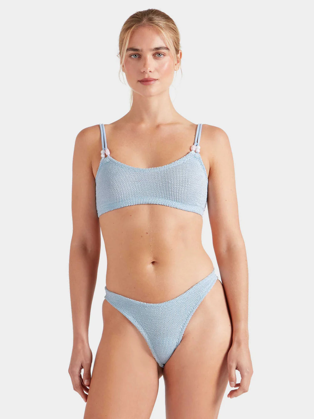 Load image into Gallery viewer, Cassie Beaded Bikini Metallic Ice Blue
