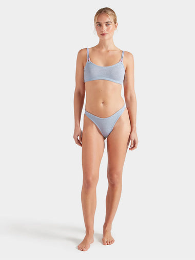 Cassie Beaded Bikini Metallic Ice Blue