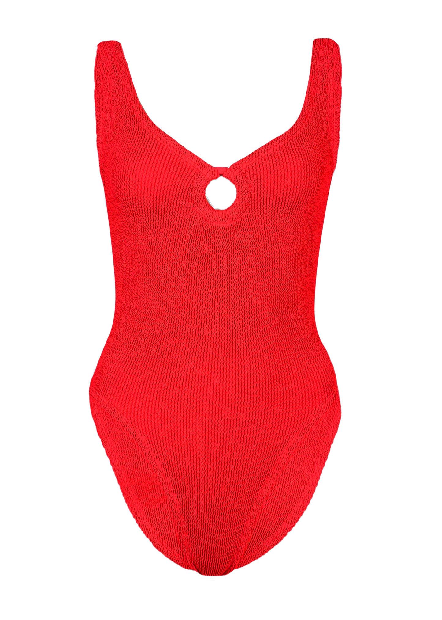 Load image into Gallery viewer, Celine Swim with Fabric Covered Hoops Red
