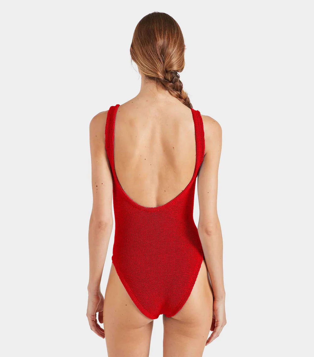 Load image into Gallery viewer, Celine Swim with Fabric Covered Hoops Red

