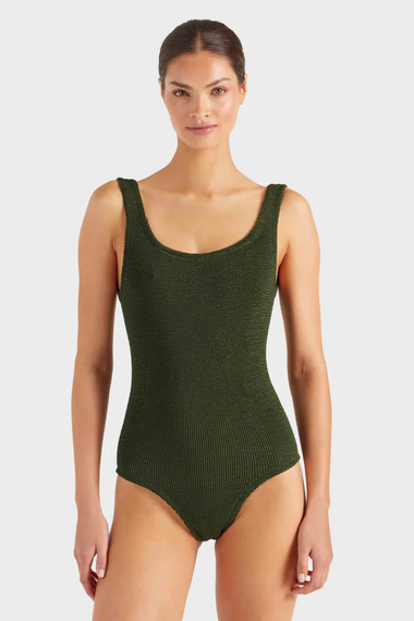 Coverage Square Neck Swim Metallic Khaki