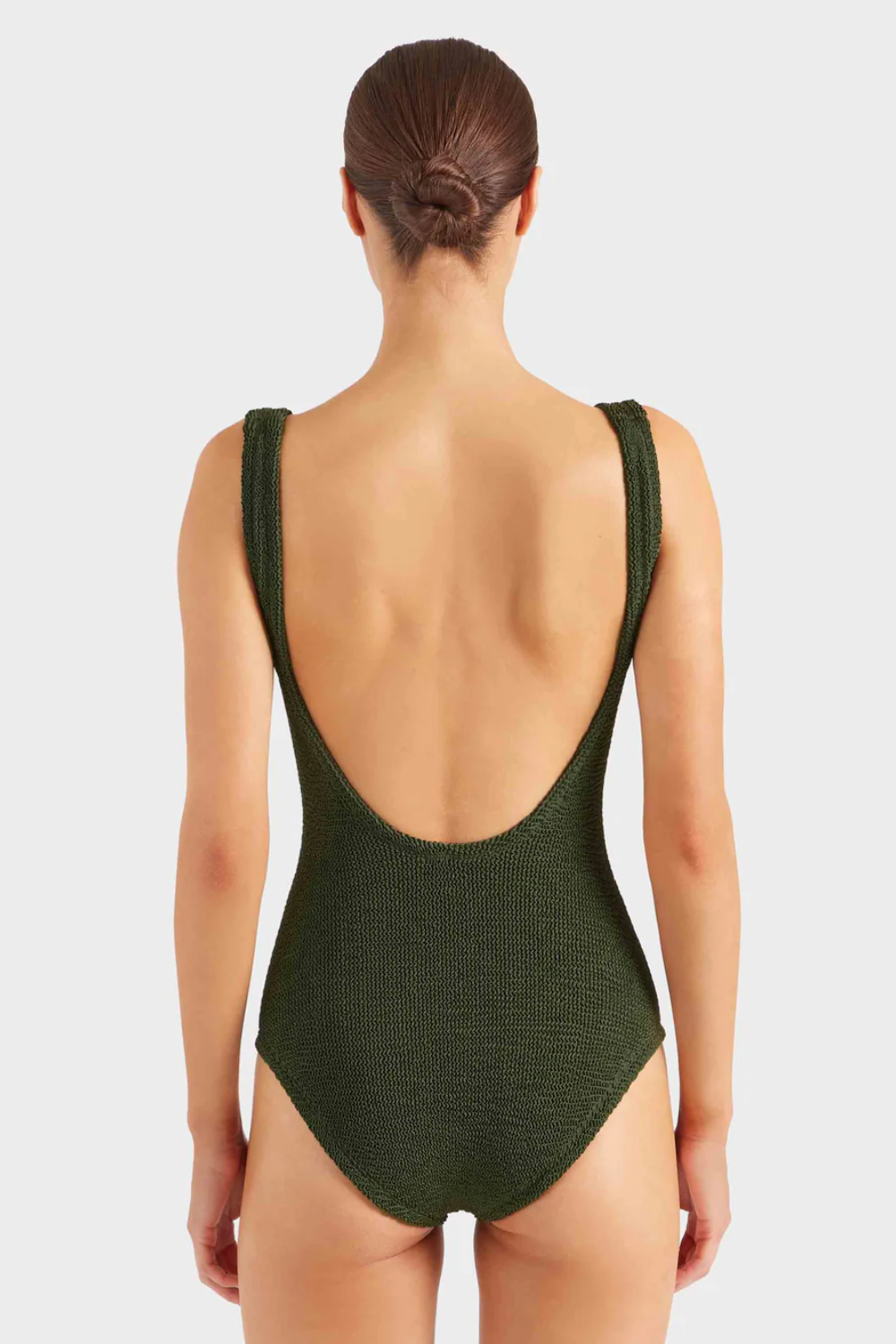 Load image into Gallery viewer, Coverage Square Neck Swim Metallic Khaki
