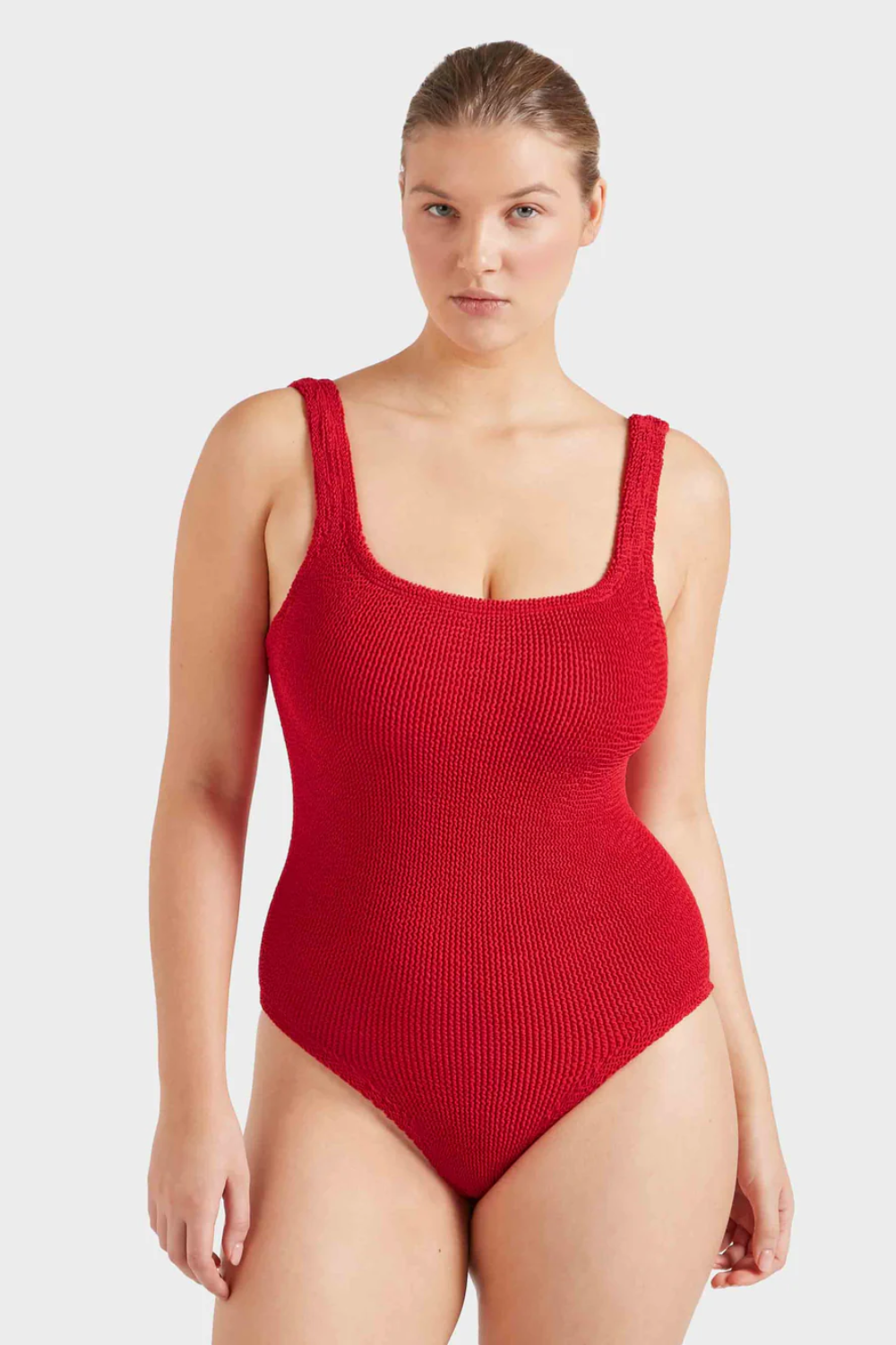 Load image into Gallery viewer, Coverage Square Neck Swim Red
